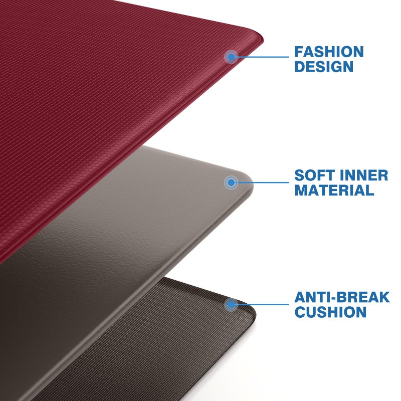 StepRite Kitchen Mats, 2PCS Kitchen Rugs, Cushioned Anti Fatigue Kitchen Mats for Floor, Non-Slip Standing Desk Mat, Waterproof Kitchen Rug Set for Kitchen, Floor, Office, 17.3"x30"+17.3"x47", Red - Image 5
