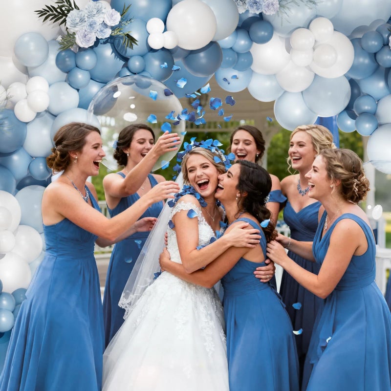 QIFU Dusty Blue Balloon Arch Kit, 113 pcs Haze Blue Sand White Balloon Arch Garland Kit Include Light Blue White Clear Balloons for Birthday Wedding Baby Shower Gender Reveal Bridal Party Decorations - Image 2