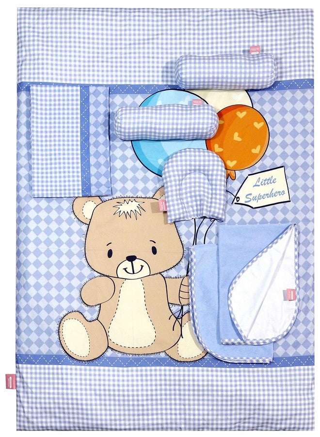 Infantso Super Soft Cotton Baby Crib Bedding Set for Newborns & Infants (Blue, Set of 7) - Image 3