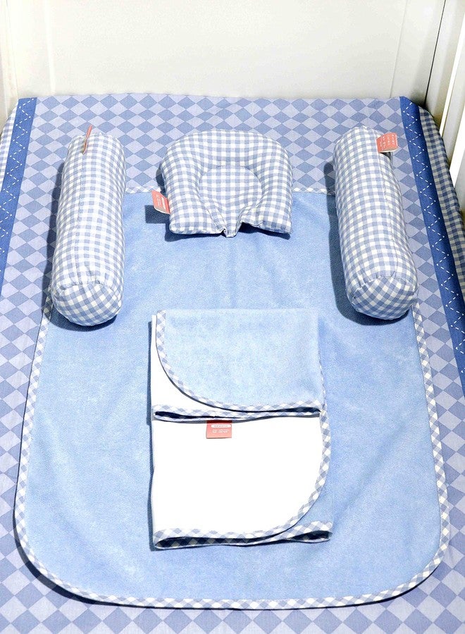 Infantso Super Soft Cotton Baby Crib Bedding Set for Newborns & Infants (Blue, Set of 7) - Image 2