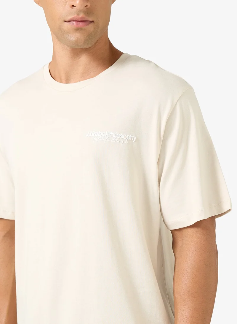 JJ Rebel Text Print Regular Fit Crew Neck T-Shirt