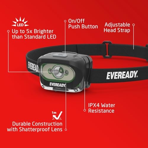 Eveready Rechargeable LED Headlamps (2-Pack), IPX4 Water Resistant Head Lights for Running, Camping, Emergency, Outdoors (USB Cable Included),Black (2-Pack),Adjustable - Image 5