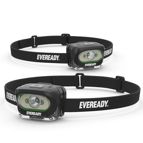 Eveready Rechargeable LED Headlamps (2-Pack), IPX4 Water Resistant Head Lights for Running, Camping, Emergency, Outdoors (USB Cable Included),Black (2-Pack),Adjustable - Image 1