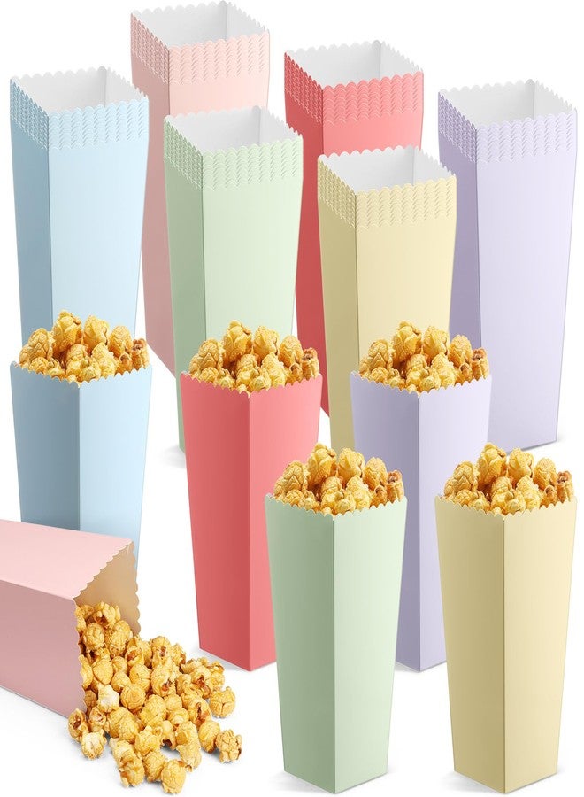 Jingmore 60 Pcs Large Pastel Popcorn Boxes 7.8 Inches Tall Popcorn Container Assorted Color Snack Candy Buckets Holders for Wedding Movie Night Birthday Party Decorations - Image 1