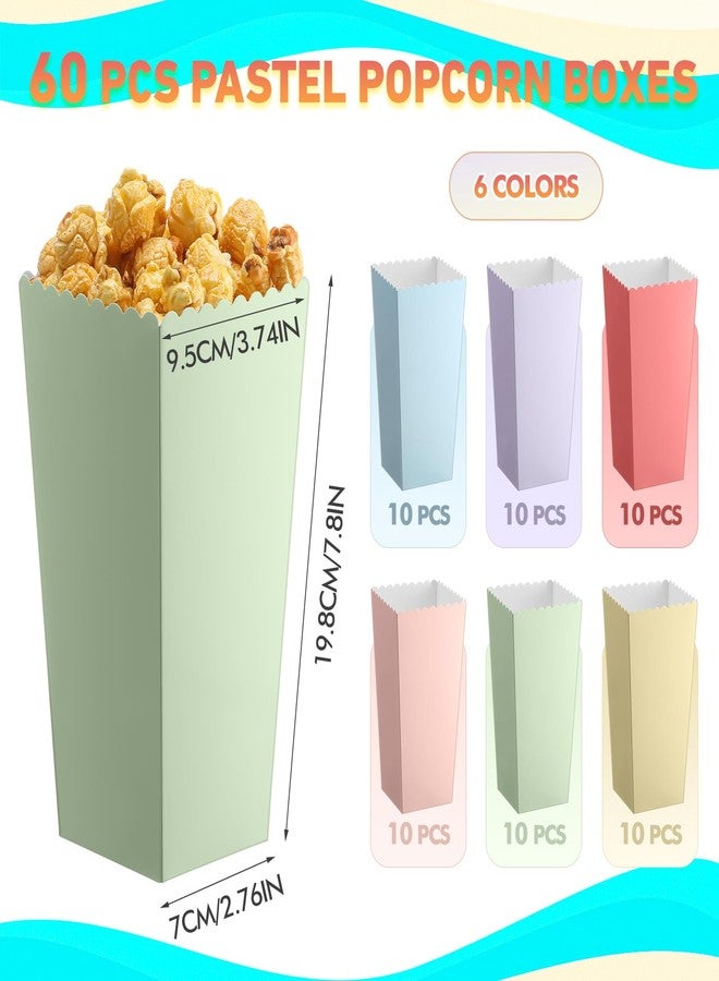 Jingmore 60 Pcs Large Pastel Popcorn Boxes 7.8 Inches Tall Popcorn Container Assorted Color Snack Candy Buckets Holders for Wedding Movie Night Birthday Party Decorations - Image 2