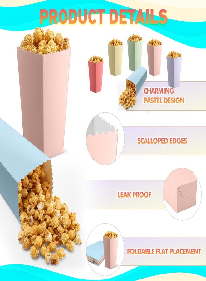 Jingmore 60 Pcs Large Pastel Popcorn Boxes 7.8 Inches Tall Popcorn Container Assorted Color Snack Candy Buckets Holders for Wedding Movie Night Birthday Party Decorations - Image 3