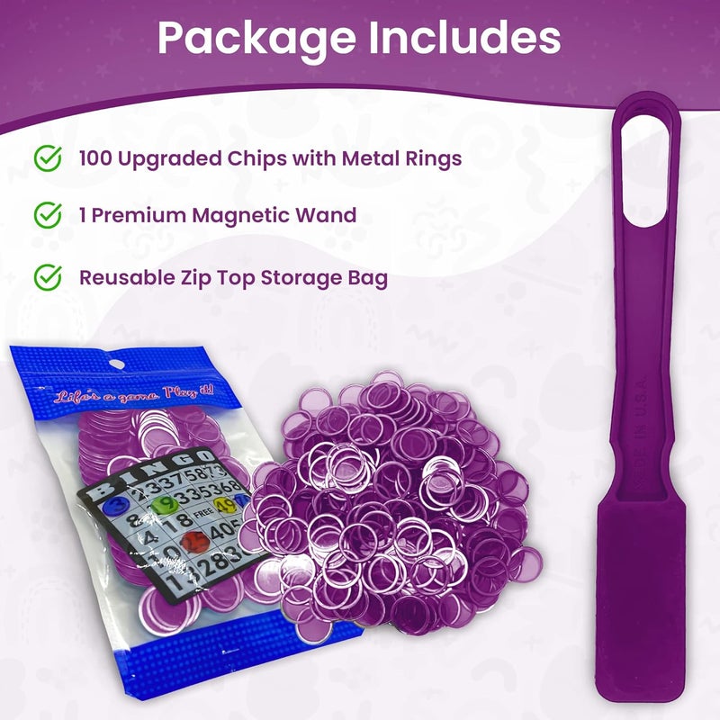 Mr Chips Made in USA Magnetic Wands and 3/4 Inch Plastic with Metal Rings - 100 pcs Reusable Storage Bag 7 Color Choices - Image 2