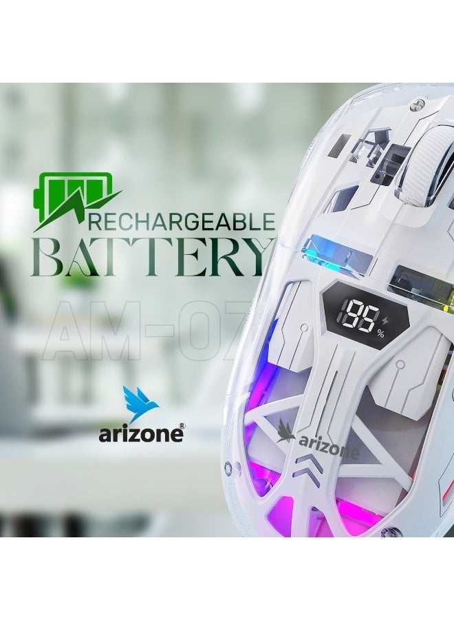 Arizone AM-07 Transparent Dual-Mode Wireless Mouse with Digital Display Multi Color - Image 3