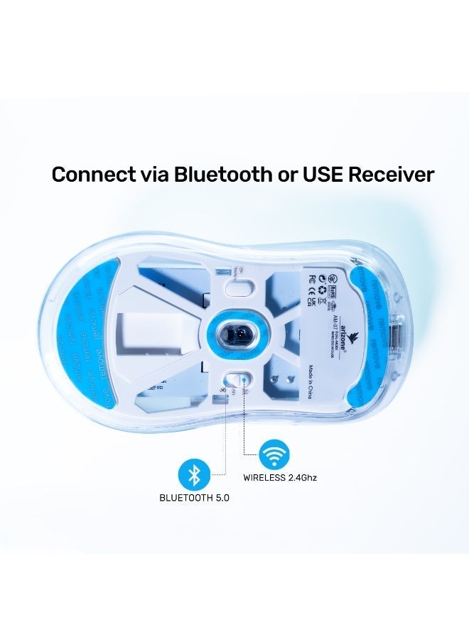 Arizone AM-07 Transparent Dual-Mode Wireless Mouse with Digital Display Multi Color - Image 5