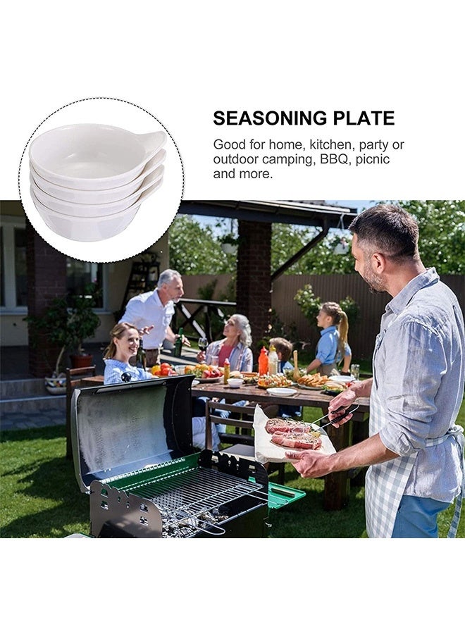 Peachjoy Sauce Dish Dip Bowls, Round Seasoning Dishes with Handle, Sushi Dipping Bowl Saucers Bowl Mini Appetizer Plates Seasoning Dish Saucer Plates for Kitchen Restaurant (White - 4Pcs)  - Image 2