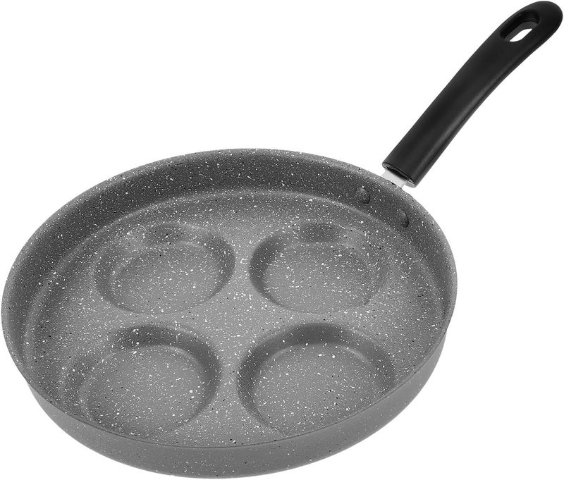 Nonstick 24cm Fried Egg Pan 4-hole Pancake Pan Multifunctional Gray Omelet Skillet for Gas Stove and Induction Cooker Breakfast Cooking - Image 1