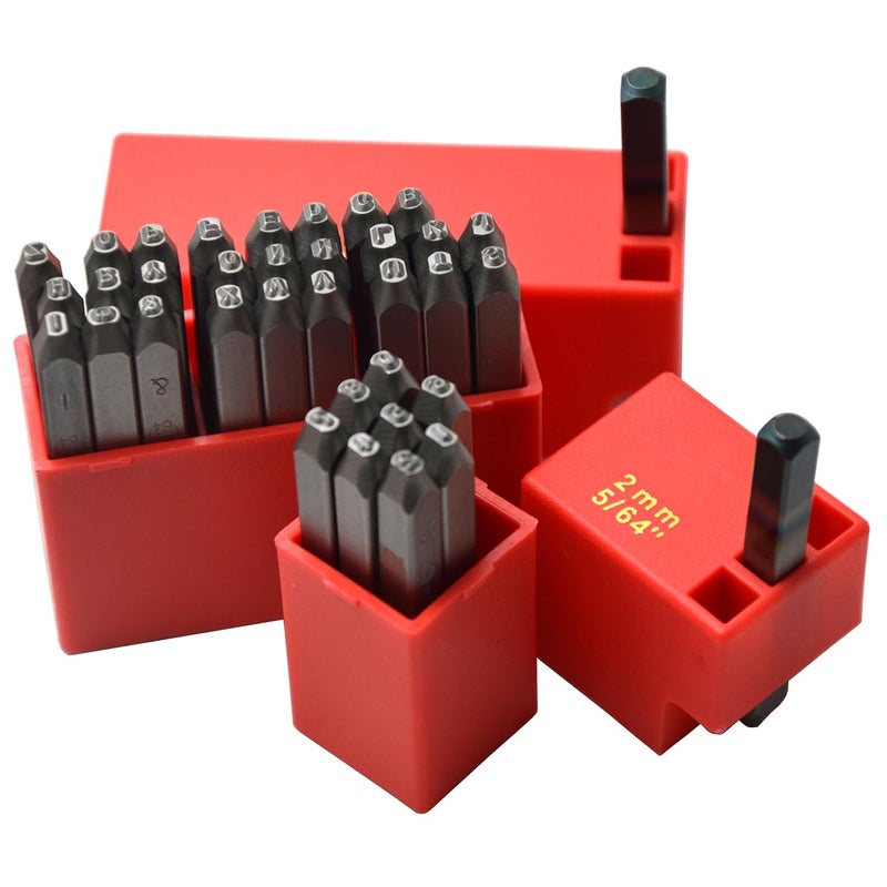 WKSTOOL WKSTOOL 564 2mm Professional High Hardness Carbon Steel Uppercase Number and Letter Alphabet Hand Punch Metal Stamp Set for DIY Making Stamping 