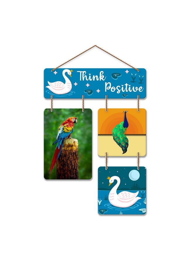 Artvibes Think Positive Decorative Wall Art Wood Hanging for Livingroom, Bedroom | Home Decor | Office | Gift | Quotes Item Artworks For Decoration Modern Wooden Designer (WH_6515N) - Image 1