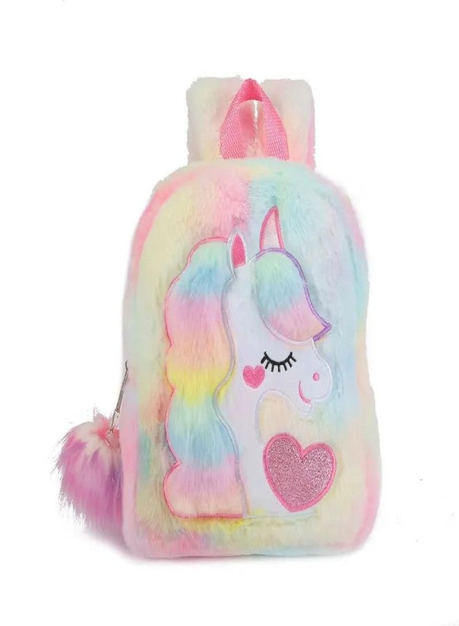 Luxula Small Soft Plush Unicorn Backpack Animal Cartoon Toddler Nursery Bag Mini School Bags for Baby and Little Girls (1 Pc) (Multicolor) - Image 1