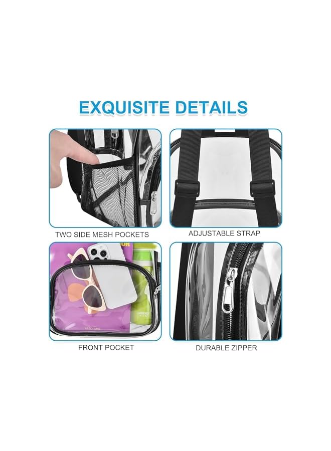 promass Clear Backpack for Stadium Events Clear Backpack 12x12x6 with Front Pocket for Concert Sport Events Work Travel - Image 2