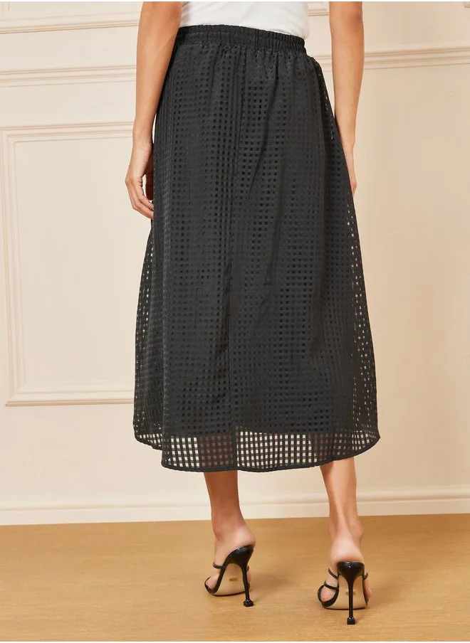 ستايلي Solid Waffle Knit Midi Skirt