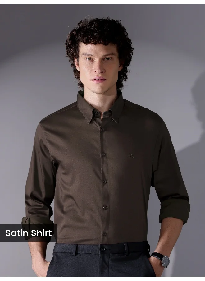 بيونغ Brown Satin Shirt