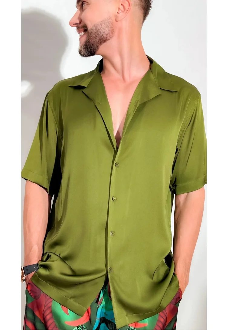 Olive Satin London Shirt