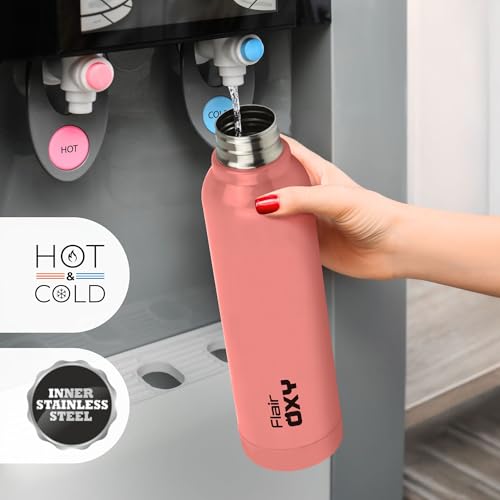 Flair Oxy Steel 900 | 650 ml, Pink, Hot & Cold | Leak Proof | Wide Mouth & Easy to Open | Insulated Inner Steel Outer Plastic Water Bottle | Travel-Friendly | Perfect for Daily Use - Image 4
