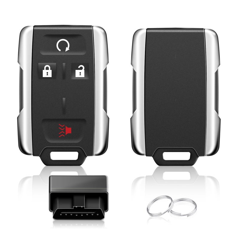 Nrgedzam 2PCS 4 Buttons Car Remote Key Fob Compatible for 20142018 GMC Sierra Chevrolet Silverado 1500 2500 3500 Chevrolet Colorado GMC Canyon 20152021