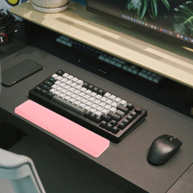 Pink Plastic Keyboard Wrist Rest With Pencil Organizer And Hard Stand For Desk - Image 5