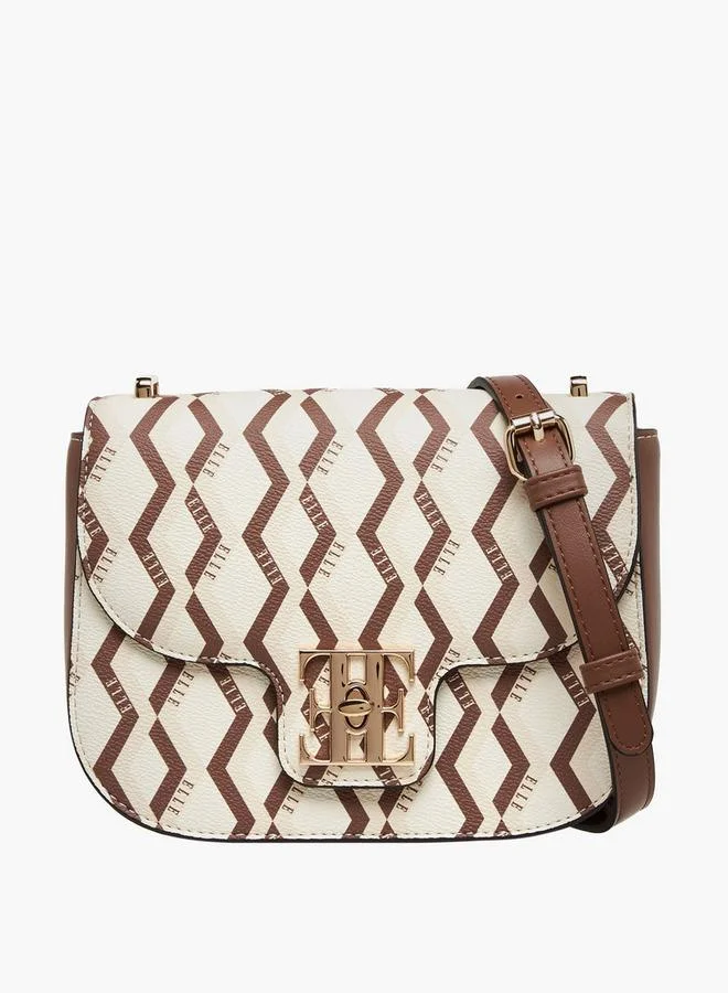 ايل حقيبة كروس بودي بطبعة شعار مع حزام قابل للتعديل