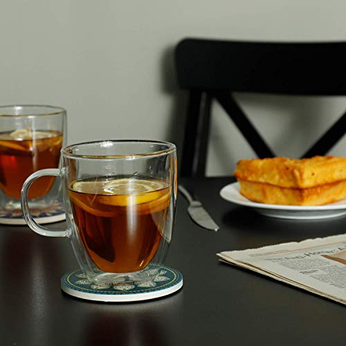 we3 Large Glass Coffee Mugs - 500ml Double Walled Insulated Mugs with Handle, Perfect for Latte, Americano, Cappuccinos, Tea Bag, Beverage (Pack of 2) - Image 4