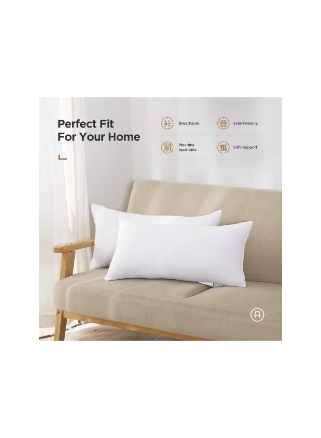 Acanva Decorative Rectangle Throw Pillow Inserts, Hypoallergenic Form Stuffer Cushion Sham Filler, 16x26, White - Image 3