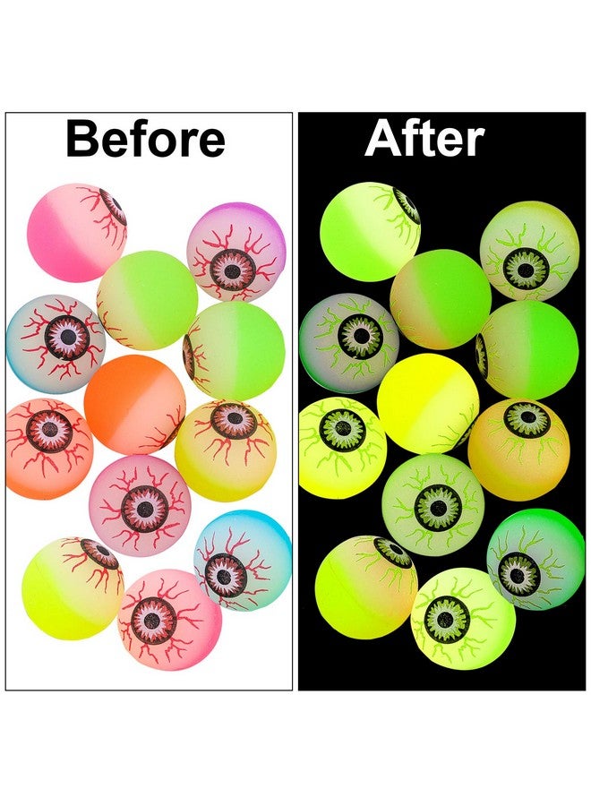 Elcoho 12 Pieces Halloween Bouncing Balls Glow In The Dark Bouncing Eyeballs Halloween Theme Eyeballs For Halloween Favor Supplies - Image 2