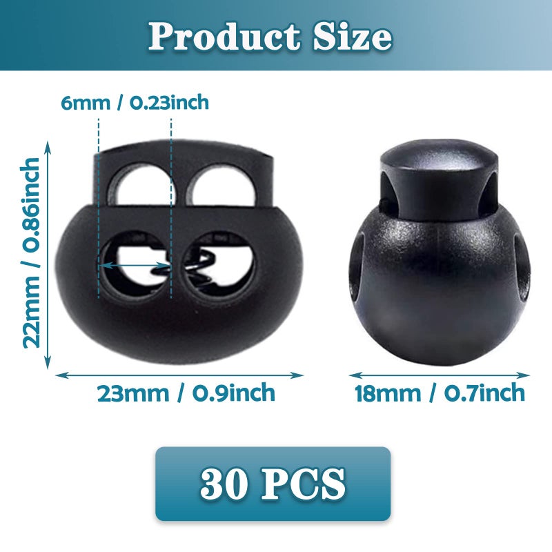 PUSNMI Spring Cord Lock, End Stopper Fastener Slider Toggles Clip 30pcs Double Hole Spring Plastic Lock End Toggle Clip for Shock Cord, Drawstring, Elastic Cord, Shoelace Locks, Parachute Buckle - Image 2