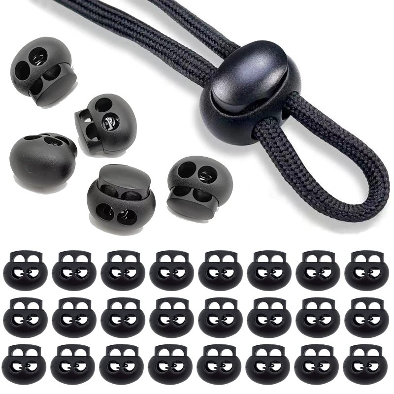 PUSNMI Spring Cord Lock, End Stopper Fastener Slider Toggles Clip 30pcs Double Hole Spring Plastic Lock End Toggle Clip for Shock Cord, Drawstring, Elastic Cord, Shoelace Locks, Parachute Buckle - Image 1