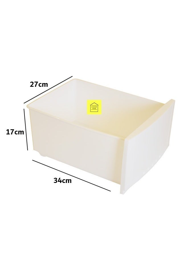 Concept home - Chest of 4 Drawers Plastic, Easy to Install, High Quality, SAUDI MADE, Big Size 42x84x34 cm, White/Beige - Image 1