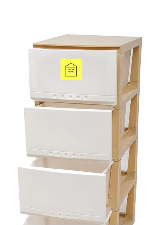 Concept home - Chest of 4 Drawers Plastic, Easy to Install, High Quality, SAUDI MADE, Big Size 42x84x34 cm, White/Beige - Image 1