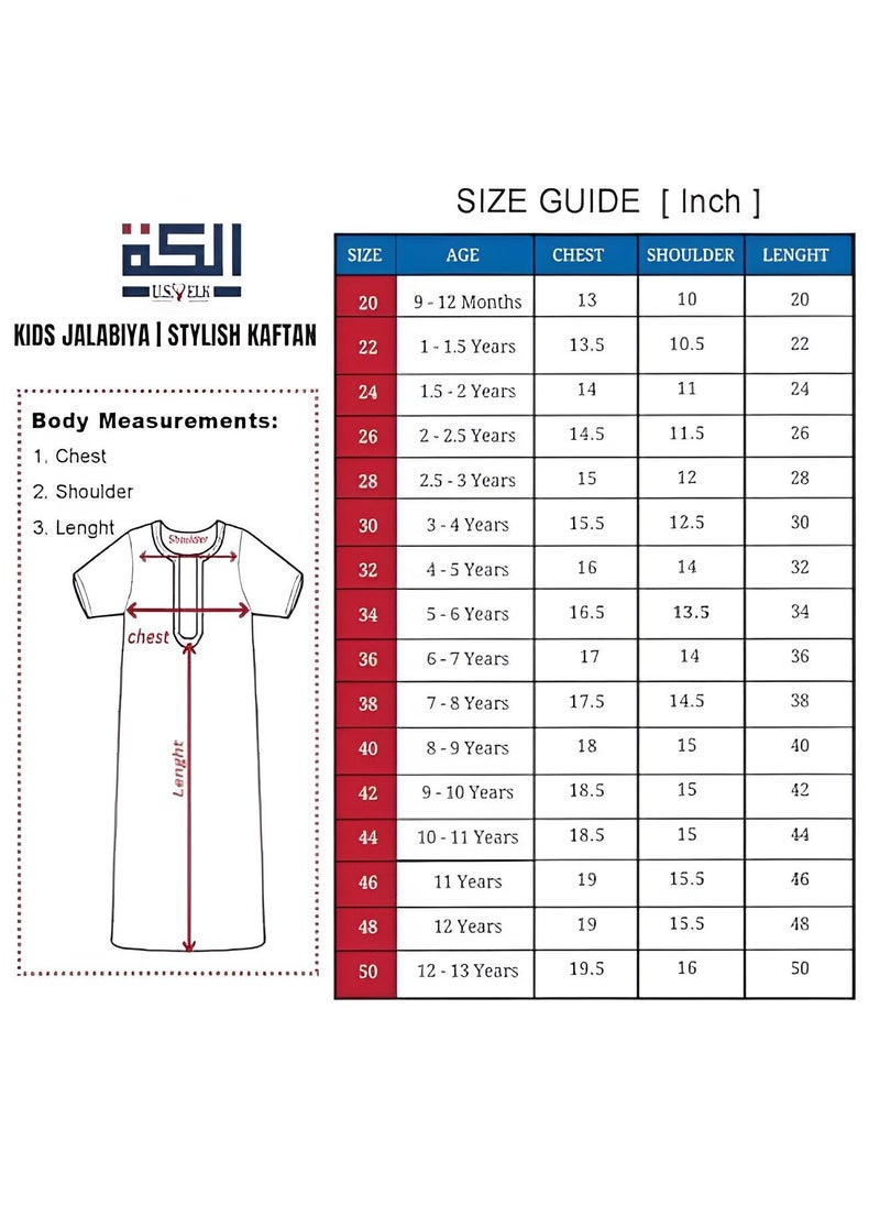 U.S. ELK - Boys' Round Neck Short Sleeve Jalabiya | Comfortable and Stylish Kaftan-Inspired Thobe   - Navy Blue - Image 1