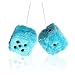 ORNALES Pair 3 Blue Fuzzy Plush Dice with Black Dots for Car Mirror Soft Retro Plush Car Interior Accessories for Car Rearview Mirror Hanging Decoration - Image 2