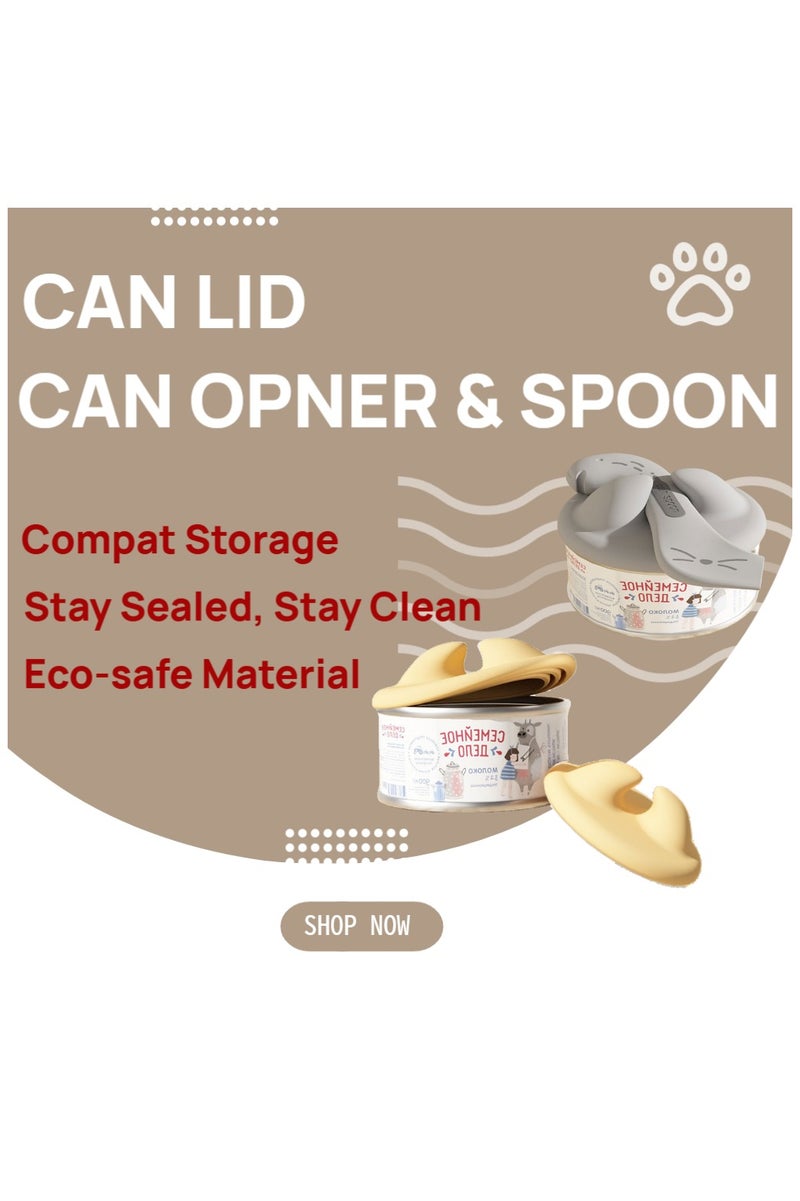 2 Pack Multifunctional Pet Food Can Lid and Spoon Set - Image 2