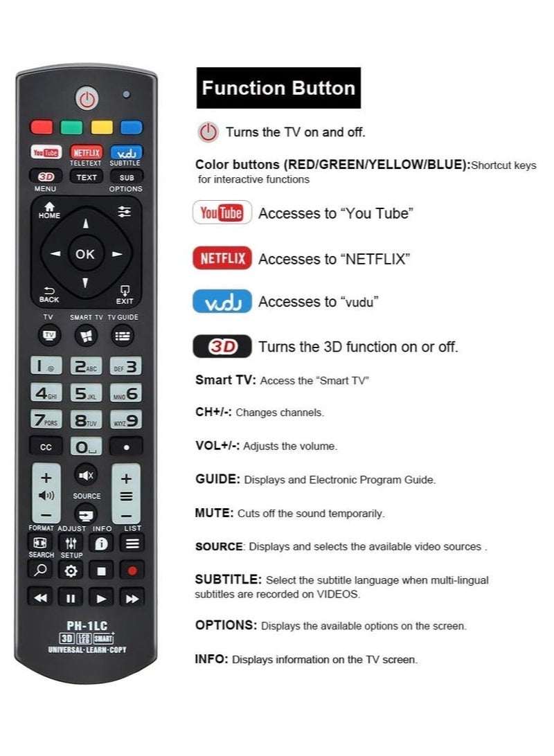 IAF Universal Remote Control with Luminous Buttons Compatible Replacement for Most 3D LCD LED Smart Plasma Philips TV - Image 3