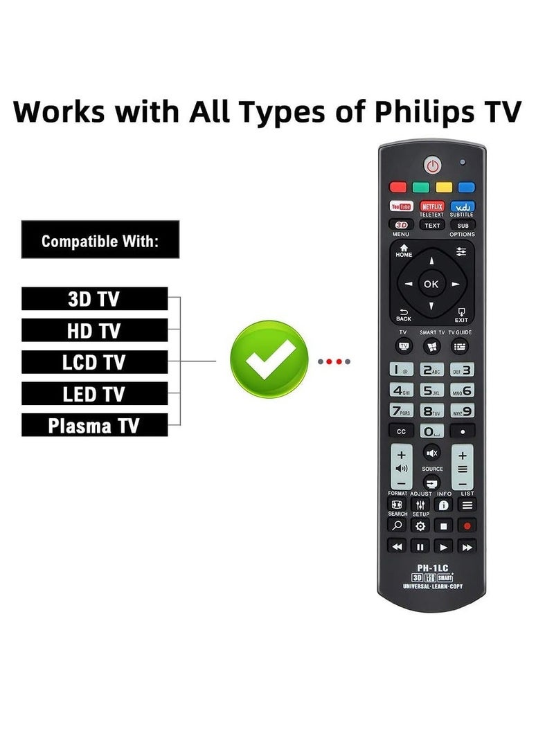 IAF Universal Remote Control with Luminous Buttons Compatible Replacement for Most 3D LCD LED Smart Plasma Philips TV - Image 2