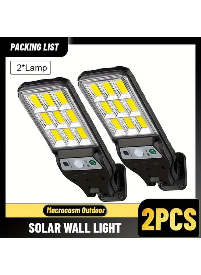Solar Wall Lights 2 Pack With Remote Motion Sensor 3 Modes Outdoor Security - Image 1