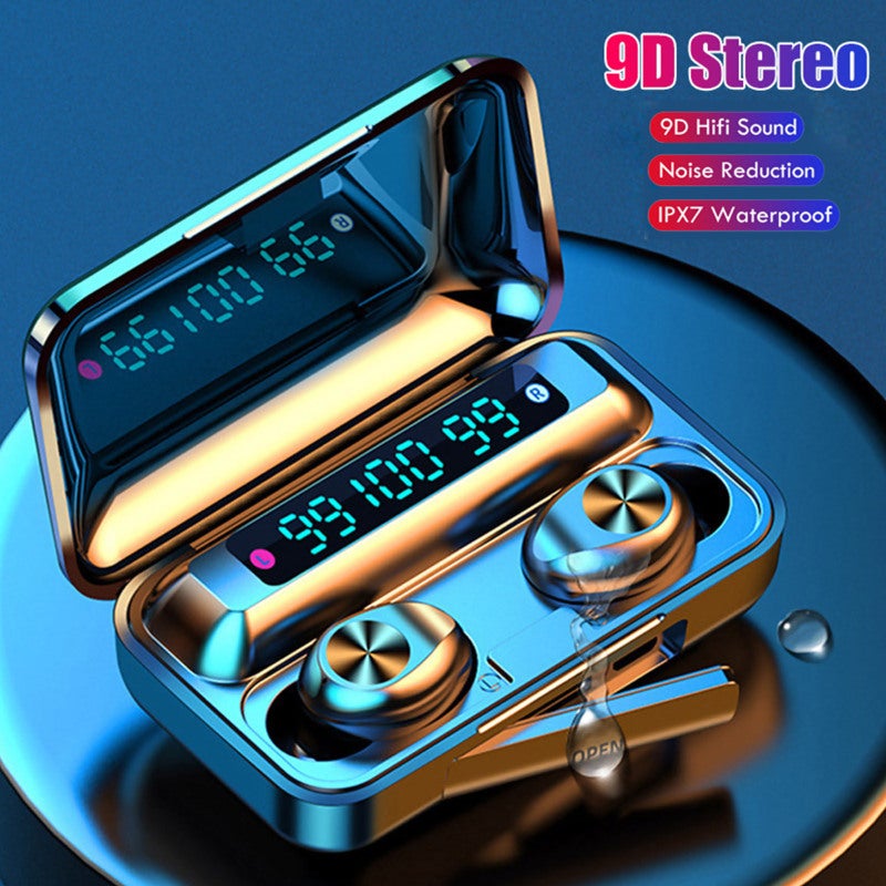 True Wireless Earbuds: Black BT 5.0, 9D Stereo Bass Sound, 2000mAh Charging Box - CVC8.0 Noise Reduction, LED-Digital Display, Fingerprint-Touch Bluetooth Headphones for Daily Use & Noisy Environments - Image 5