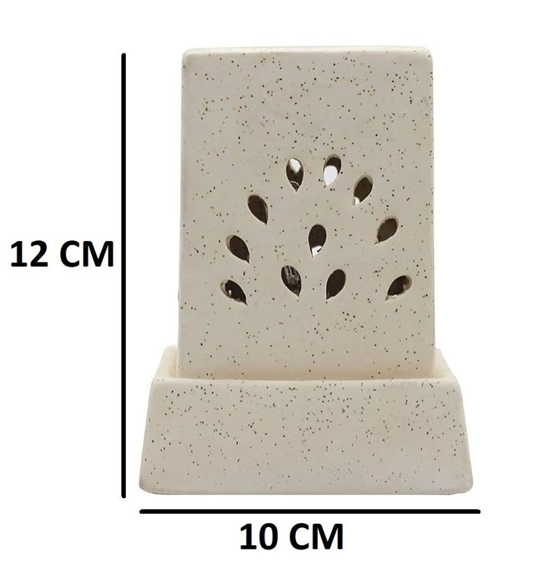 Mkd2 Rise Ceramic Electric Aroma Diffuser Oil Burner I Aroma Burner Oil Diffuser Lamp for Home Fragrance, Square (Small, White) - Image 3