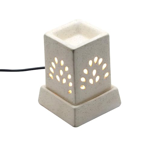 Mkd2 Rise Ceramic Electric Aroma Diffuser Oil Burner I Aroma Burner Oil Diffuser Lamp for Home Fragrance, Square (Small, White) - Image 2