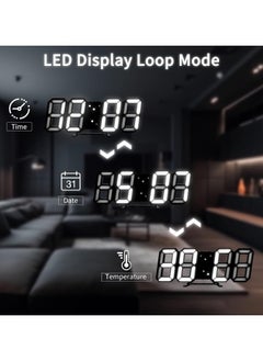 Beauenty 3D Digital Alarm Clock,Wall LED Number Time Clock with 3 Auto Adjust Brightness Levels，Modern Night Light LED Electronic Clock Date,Temperature Display (black)  - Image 3