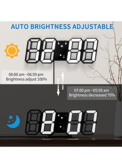 Beauenty 3D Digital Alarm Clock,Wall LED Number Time Clock with 3 Auto Adjust Brightness Levels，Modern Night Light LED Electronic Clock Date,Temperature Display (black)  - Image 4