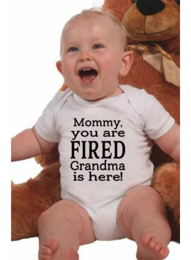 ماتشينج فاميلي اوتفيتس Mommy You Are Fired Grandma Is Here Printed Romper T-Shirt