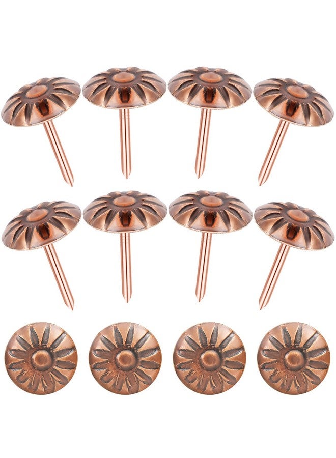 Haomian 500 Pcs Tacks for Furniture, 5/8“ Vintage Upholstery Nails Decorative Tack, Heavy Duty Furniture Tacks for Upholstery, Daisy Sofa Furniture Nails for Wood, Red Copper - Image 1