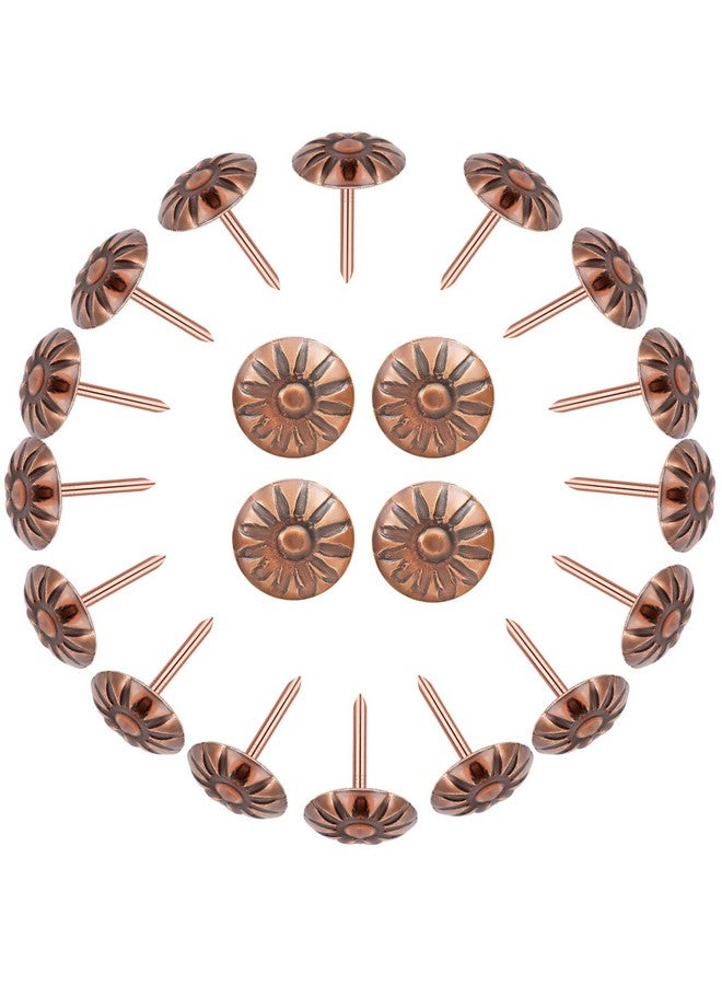 Haomian 500 Pcs Tacks for Furniture, 5/8“ Vintage Upholstery Nails Decorative Tack, Heavy Duty Furniture Tacks for Upholstery, Daisy Sofa Furniture Nails for Wood, Red Copper - Image 2