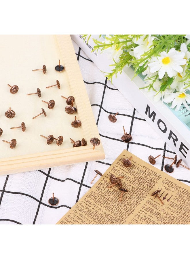 Haomian 500 Pcs Tacks for Furniture, 5/8“ Vintage Upholstery Nails Decorative Tack, Heavy Duty Furniture Tacks for Upholstery, Daisy Sofa Furniture Nails for Wood, Red Copper - Image 5
