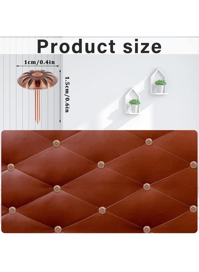 Haomian 500 Pcs Tacks for Furniture, 5/8“ Vintage Upholstery Nails Decorative Tack, Heavy Duty Furniture Tacks for Upholstery, Daisy Sofa Furniture Nails for Wood, Red Copper - Image 3
