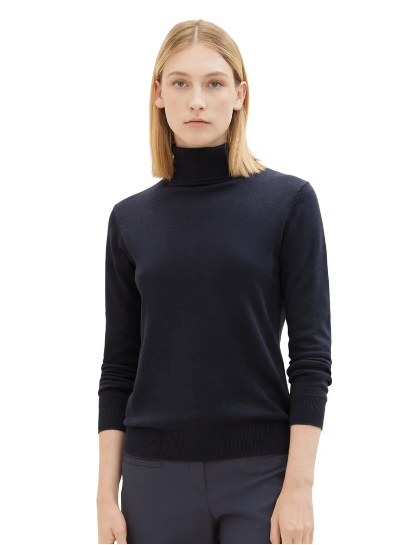 TOM TAILOR Turtle Neck Ribbed Top